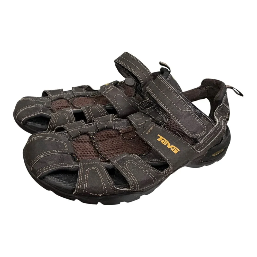 Teva Mens Omnium Brown Closed Toe Hiking Water Sandals 1001116 Size 13